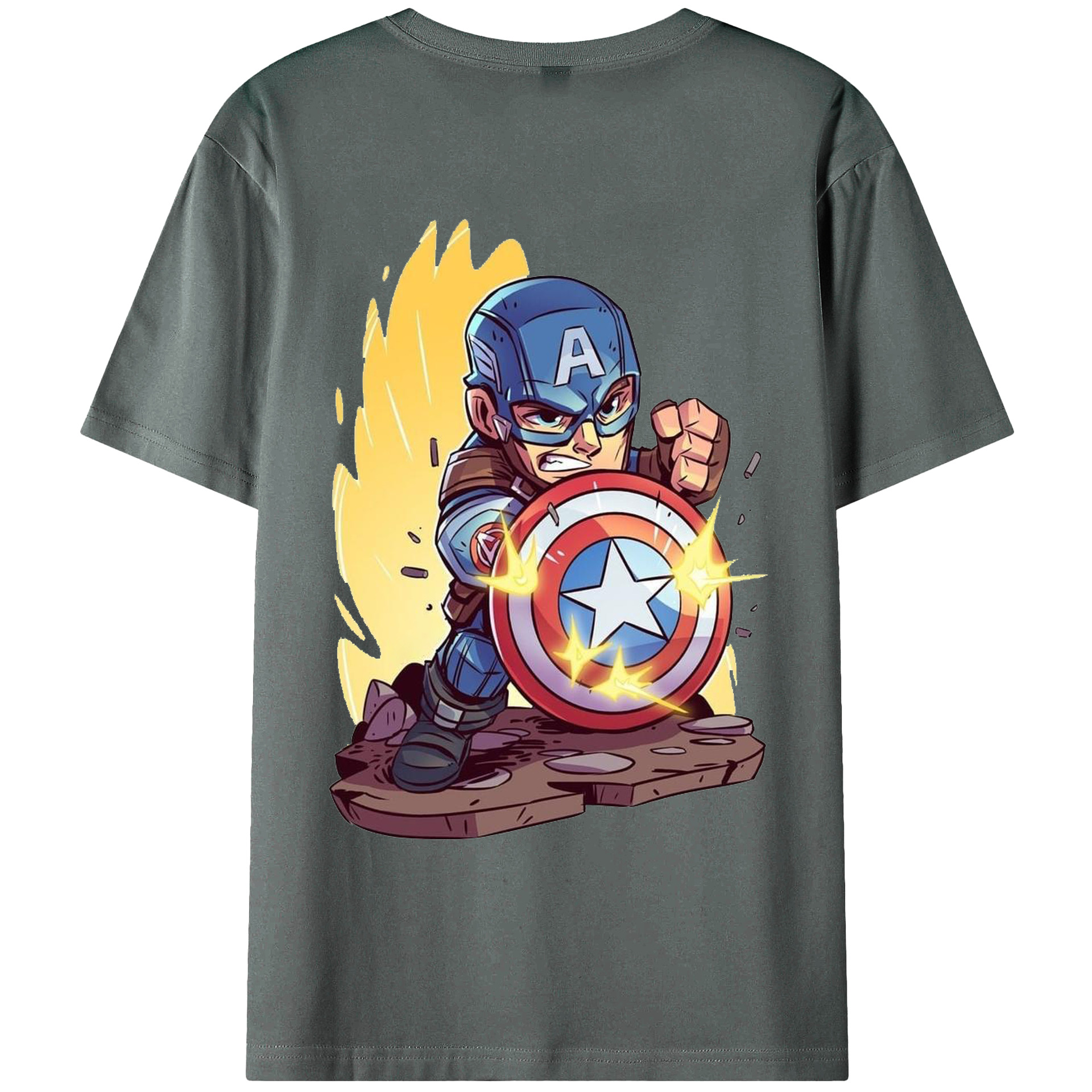 （画像用） アベンジャーズ The Avengers 綿100％ メンズ半袖Tシャツ（バックプリント） 通気性